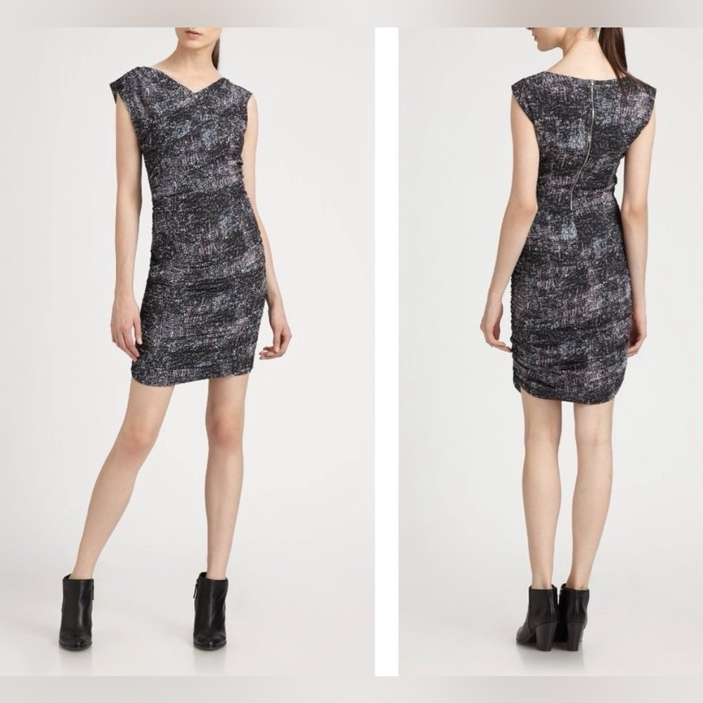IRO Heidi Ruched Printed Crepe Mini Dress 1